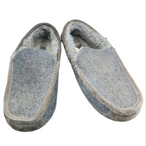 UGG Slippers Ascot Wool Gray Suede Moc Toe Moccasin Slip On Loafer Lined Men's 8